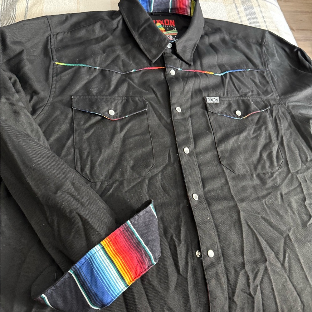 DIXXON Black Shirt with Rainbow Accents